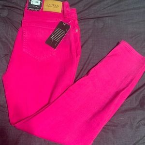 Ralph Lauren hot pink premier skinny cropped jeans